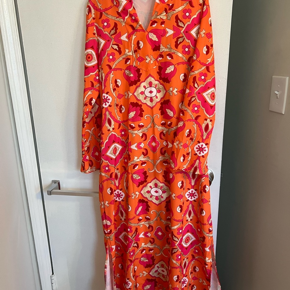 Vibrant Orange and Pink Patterned Dress